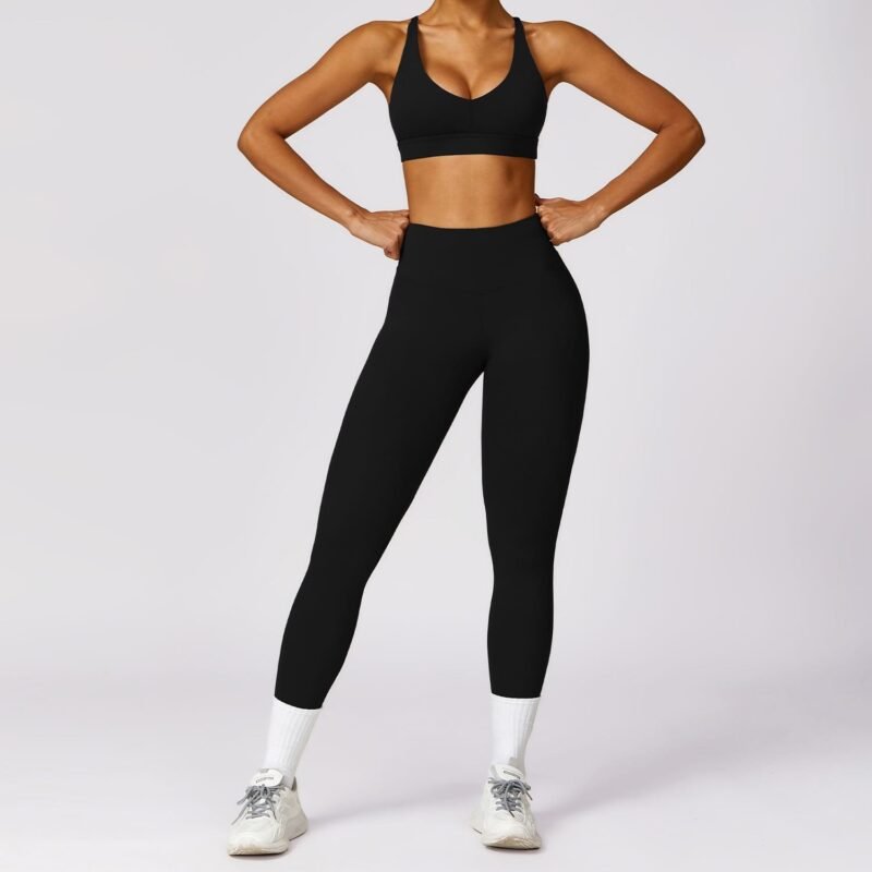 EcoSkin Tight Quick-Dry Yoga Set - Women's Long-Sleeve Top & Pants for High-Performance Workouts 8455