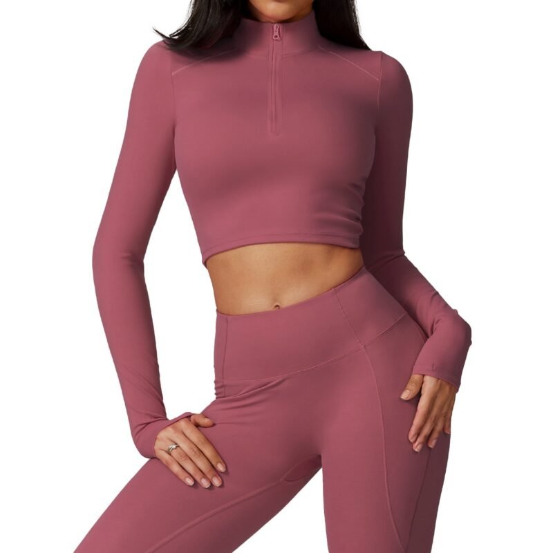 Women's Zippered Tight - Fit Long - Sleeve Yoga Top: High - Intensity Quick - Dry Running & Gym Shirt for Fall/Winter 8796