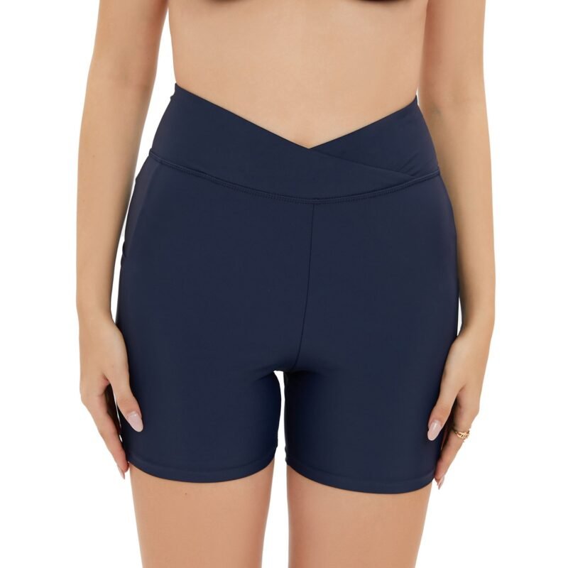 European and American High - Waisted Swim Trunks for Women - Elastic, Slim - Fit, Conservative（ DSJ22457）
