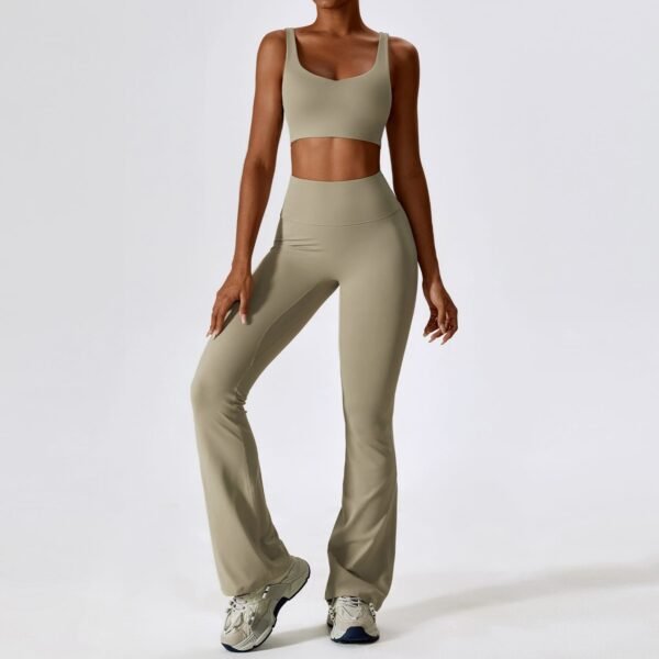 Autumn Shockproof Bare-Feel Yoga Set - Quick-Dry Tight Fitness Wear for Women (TZ8232) - 图片 7