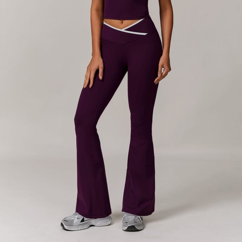 Women's European & American Naked - Feel Tight Yoga Pants: Flared, Cross - High - Waisted, Wide - Leg  for Sports & Fitness 8843