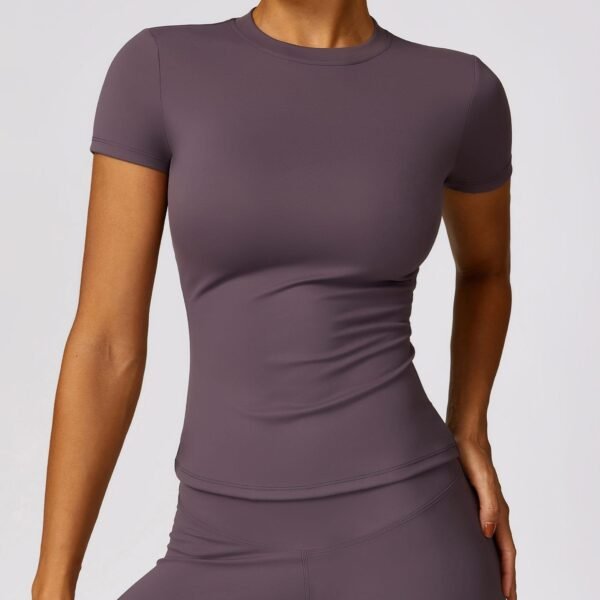 Women's Quick-Dry Short-Sleeve Yoga T-Shirt for Spring: Ideal for Running, Fitness & Outdoor Activities（8455） - 图片 4
