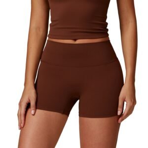 Women's Quick-Dry Brushed Fitness Shorts - Nylon Spandex High-Waist Shorts for Yoga & Running 8519