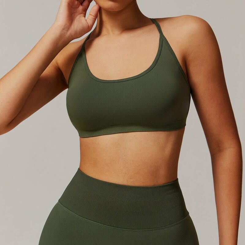 Seamless Cross - Back Yoga Bra - Quick - Dry Sports Top with Premium Appeal for Spring（7655）