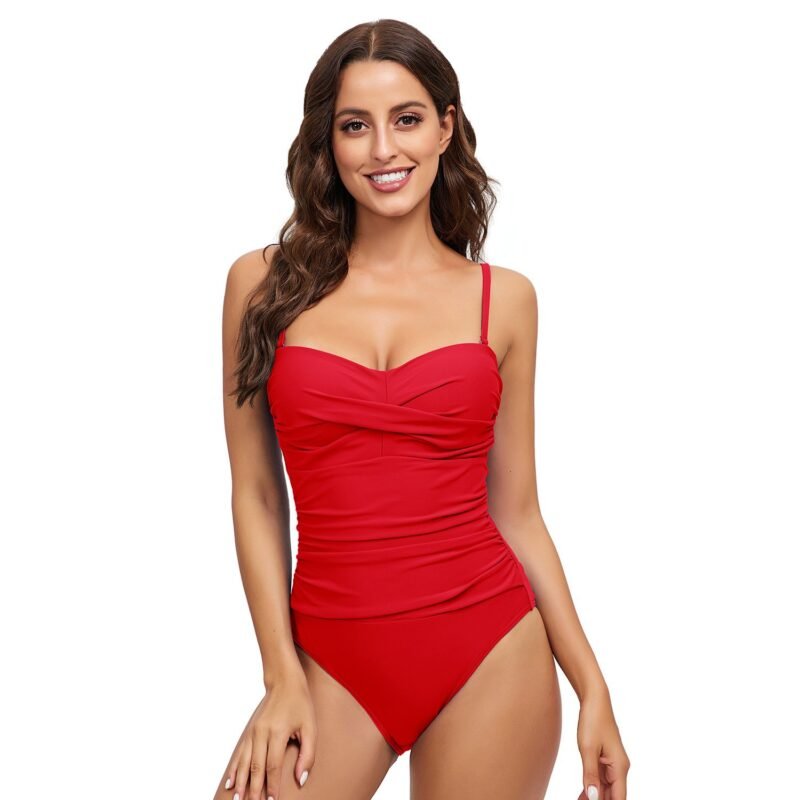 Women's Solid - Color Backless Triangle Halter One - Piece Swimsuit - Twisted Front, European & American Sexy Swimwear（ DSJ0019）