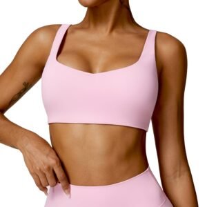 Naked Feel Fitness Vest - Quick-Dry Racerback Top with Built-in Bra for Women（8518）