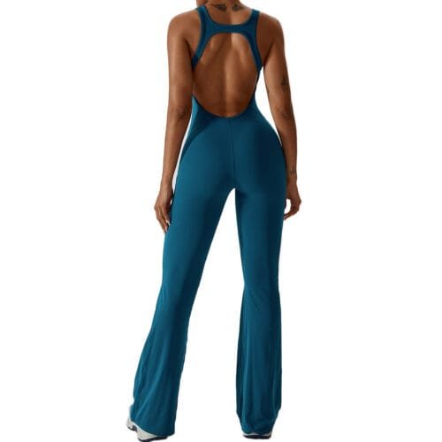 Workout Bodysuit with Flared Legs | Moisture-Wicking Dance Unitard for Women, Pull-On Design CLT8117