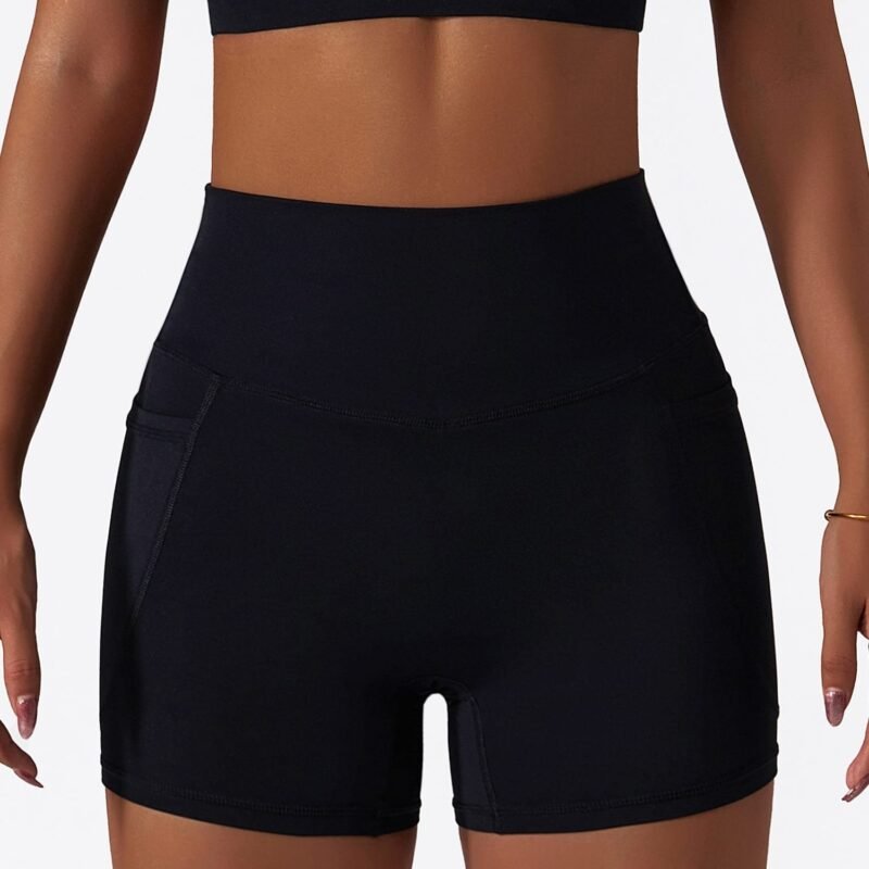 Quick - Dry Naked - Feel High - Waisted Slim - Fit Yoga Shorts with Pockets for Women（6425）