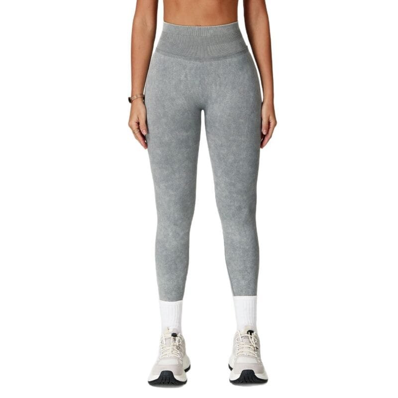 Women's Seamless Stone - Washed Yoga Pants: High - Waisted, Hip - Lifting, Tight - Fit Long Trousers for Running & Fitness 5064