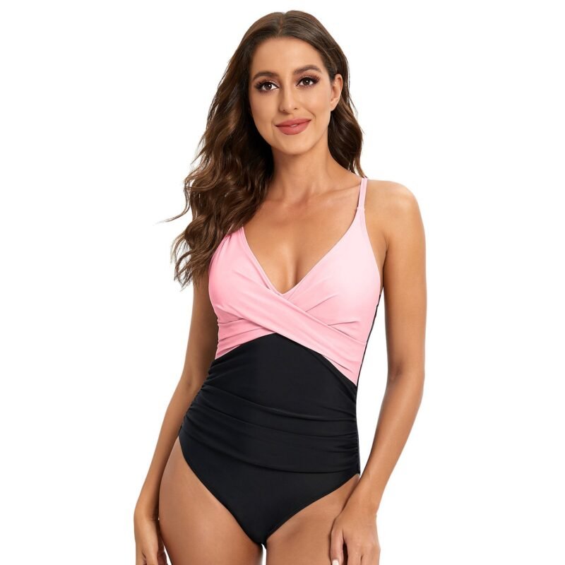 European and American Striped One - Piece Swimsuit - Sexy Backless Triangle Swimming Costume for Women（ DJ22105）