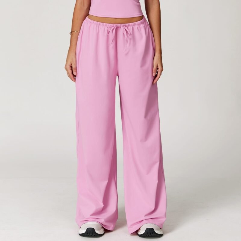 Women's Cross - Border Brushed Long Pants: Draped Wide - Leg, Loose & Casual, Sports Fitness Elastic Waist with Drawstring 3058