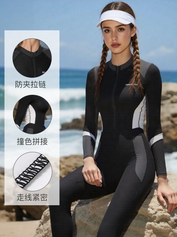 Women's Conservative Long - Sleeve Sun - Protective One - Piece Quick - Dry Swimming Suit - 图片 3