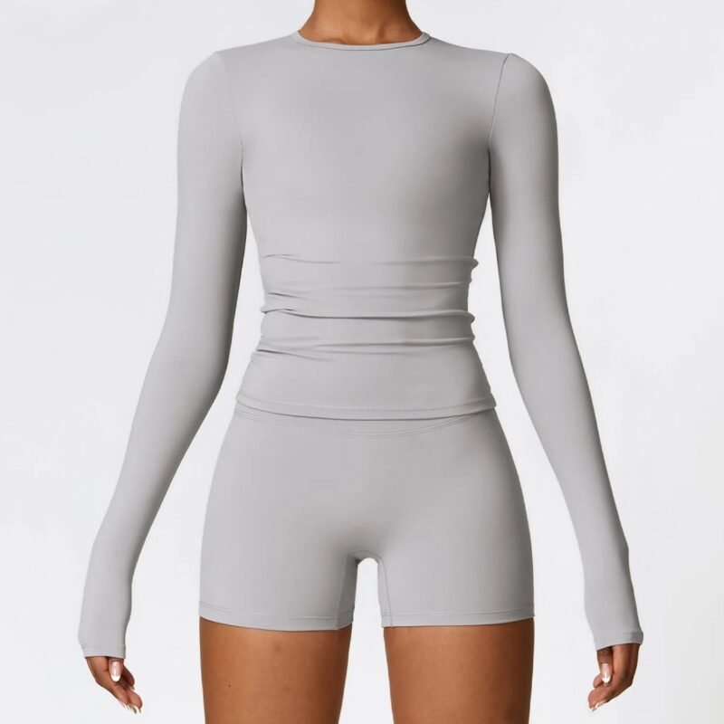 Winter Brushed Yoga Top - High-Intensity Long-Sleeve for Pilates & Running (8519)