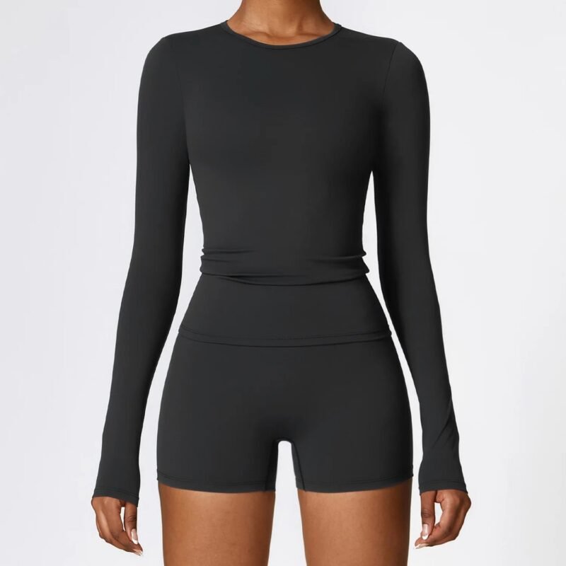 Winter Brushed Yoga Top - High-Intensity Long-Sleeve for Pilates & Running (8519)