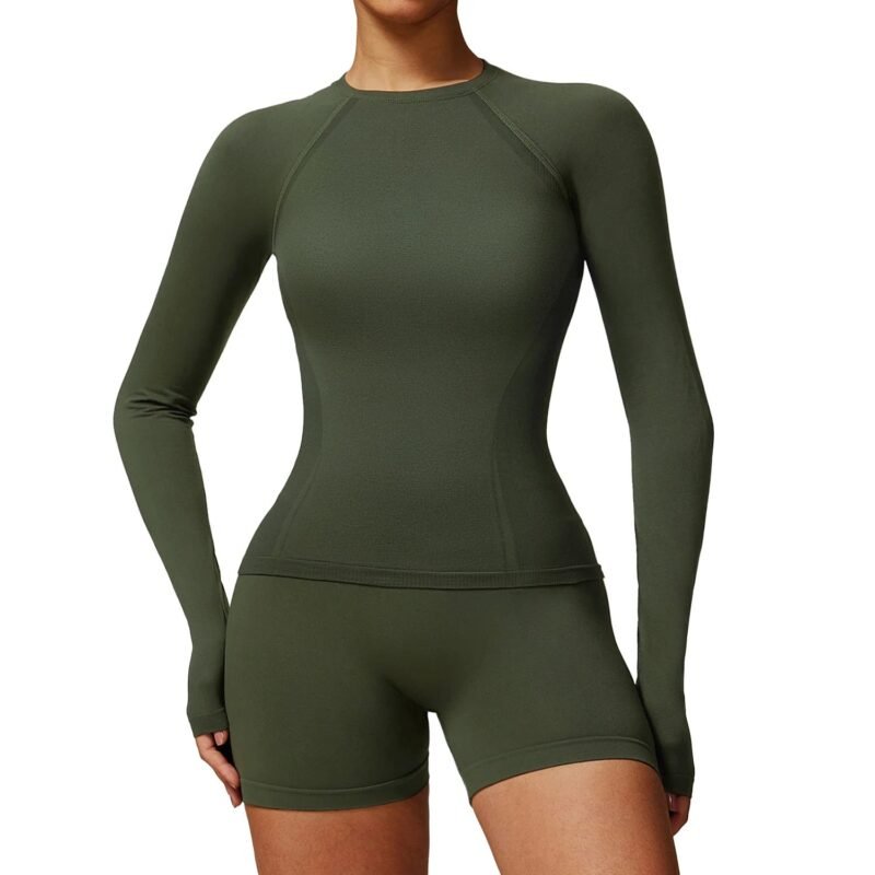 Winter Brushed Yoga Top - High-Intensity Long-Sleeve for Pilates & Running (8519)