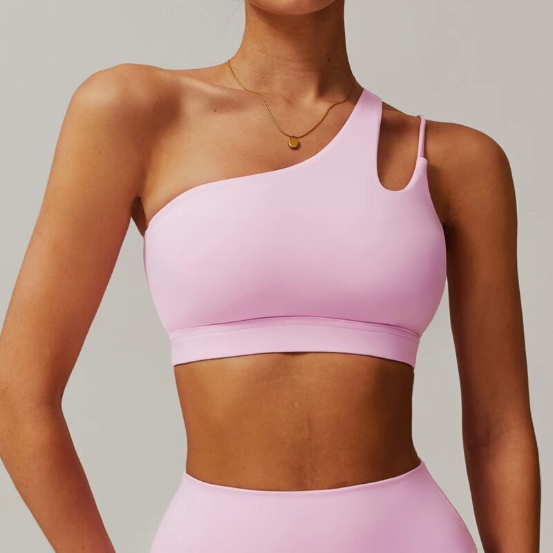 Asymmetric Single Strap Shockproof Yoga Sports Bra - Cloud-Touch Back Design（6425）