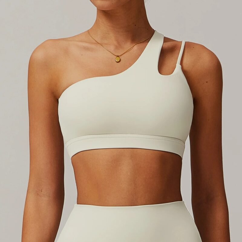 Asymmetric Single Strap Shockproof Yoga Sports Bra - Cloud-Touch Back Design（6425）