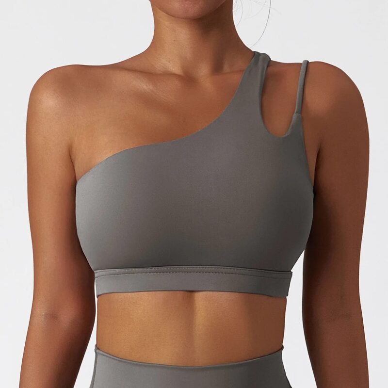 Asymmetric Single Strap Shockproof Yoga Sports Bra - Cloud-Touch Back Design（6425）