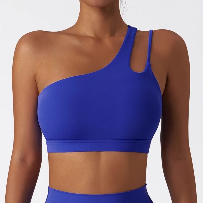 Asymmetric Single Strap Shockproof Yoga Sports Bra - Cloud-Touch Back Design（6425）