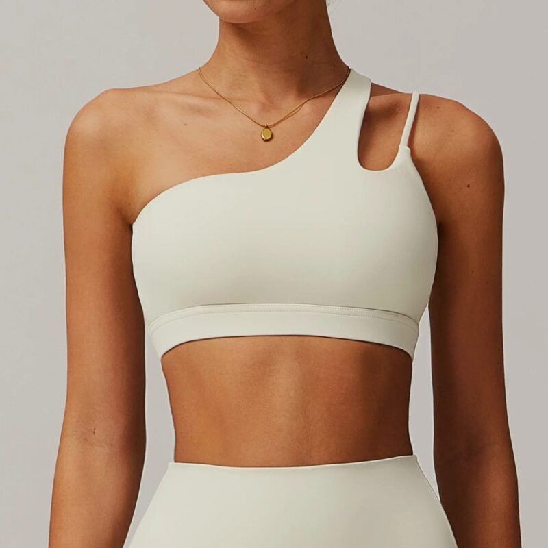 Asymmetric Single Strap Shockproof Yoga Sports Bra - Cloud-Touch Back Design（6425）