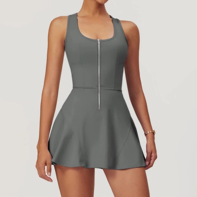 Women's Tennis Dress with Built-in Bike Shorts | Stretchy Nude Feel Activewear for Tennis, Running & Workout（8832）