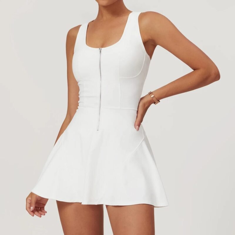 Women's Tennis Dress with Built-in Bike Shorts | Stretchy Nude Feel Activewear for Tennis, Running & Workout（8832）