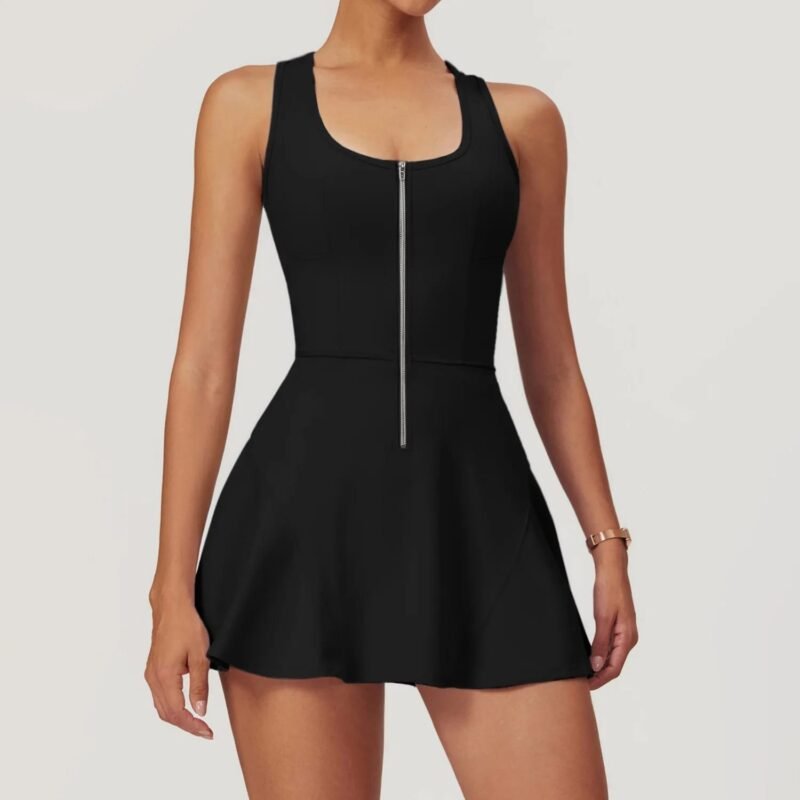 Women's Tennis Dress with Built-in Bike Shorts | Stretchy Nude Feel Activewear for Tennis, Running & Workout（8832）