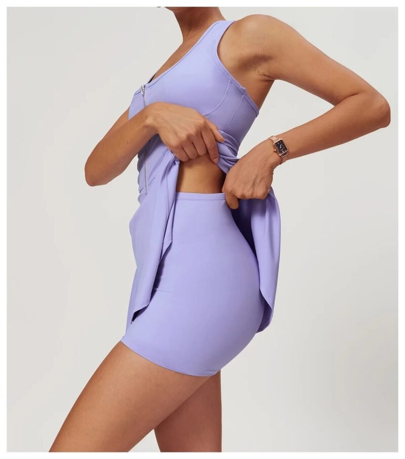 Women's Tennis Dress with Built-in Bike Shorts | Stretchy Nude Feel Activewear for Tennis, Running & Workout（8832）