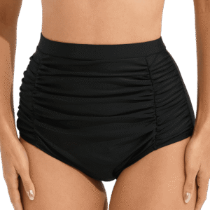 Women's High - Waisted Elastic Pleated Swim Bottoms - Conservative Style for Swimming - Wholesale(DSJ22458)
