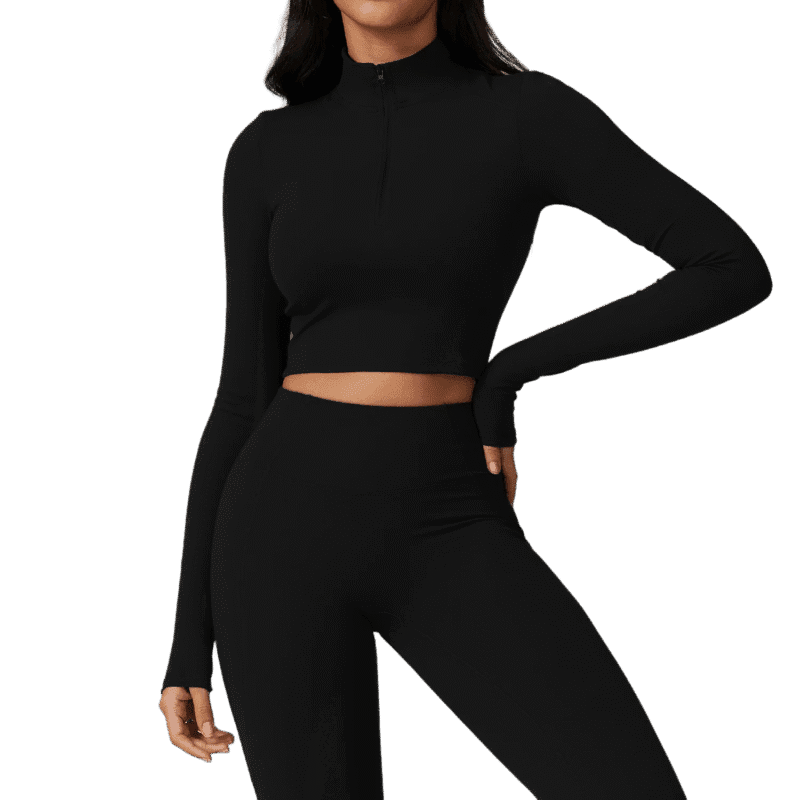 Women's Zippered Tight - Fit Long - Sleeve Yoga Top: High - Intensity Quick - Dry Running & Gym Shirt for Fall/Winter 8796
