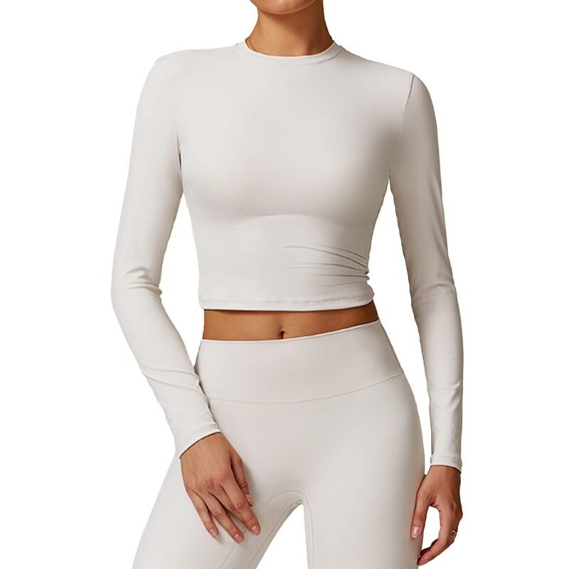 Abundant Stock! Slimming Back - showing Yoga Top Long - sleeved T - shirt for Outdoor Sports & Fitness8886