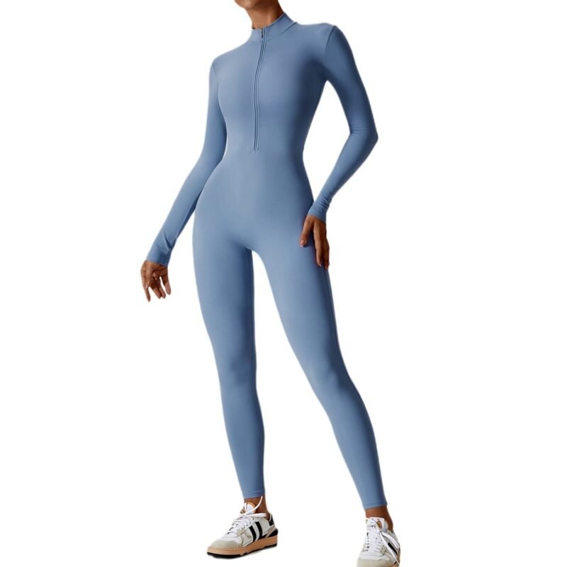 Women's Nude Feel Long Sleeve Zipper Yoga Romper | High-Intensity Activewear for Fitness & Workout（8306）
