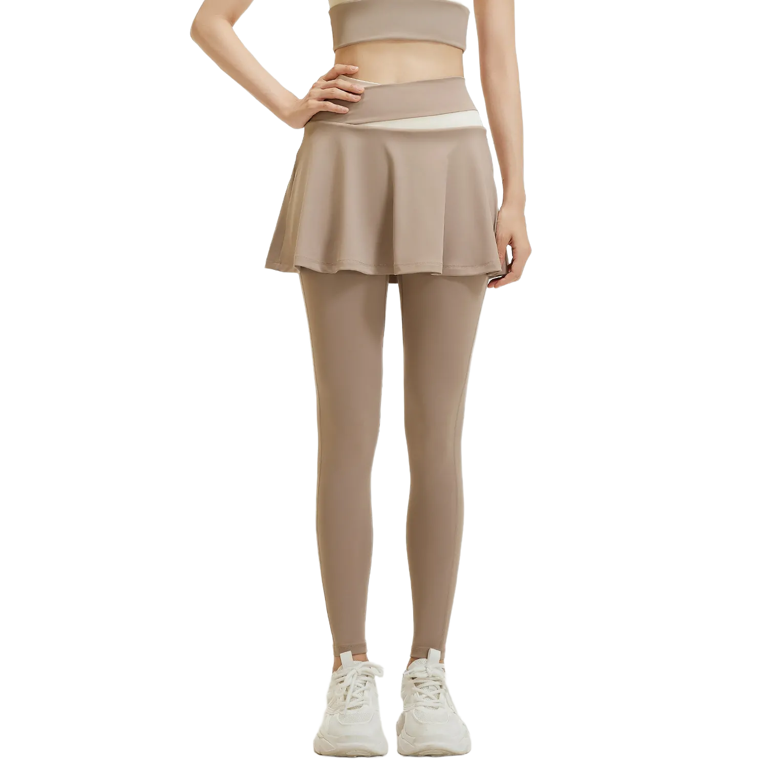 High Waisted Workout Leggings for Women - Color Block 2-in-1 Design with Booty Lifting