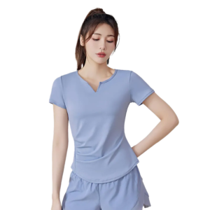 Women's Loose Fit Workout T-Shirt - V-Neck Solid Color Fitness Top for Sports