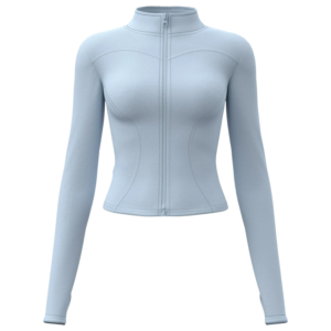 Women's Slim Fit Workout Jacket - Mock Neck Long Sleeve Top for Running & Fitness