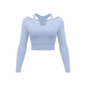 Women's Long Sleeve Workout Top – Mesh Panels & Built-in Bra Layered Fitness Shirt for Yoga