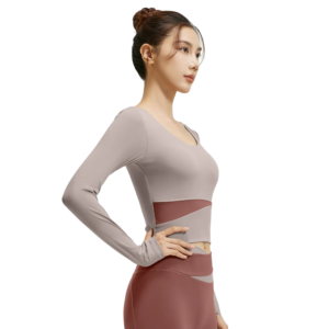 Women's Color Block Fitness Top - Slim Fit Long Sleeve Workout Shirt for Yoga & Casual Wear