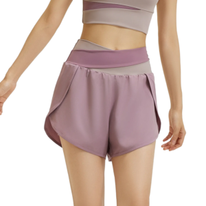 2-in-1 Color Block Yoga Shorts – No-Sheer Design with Side Pockets for Running & Gym