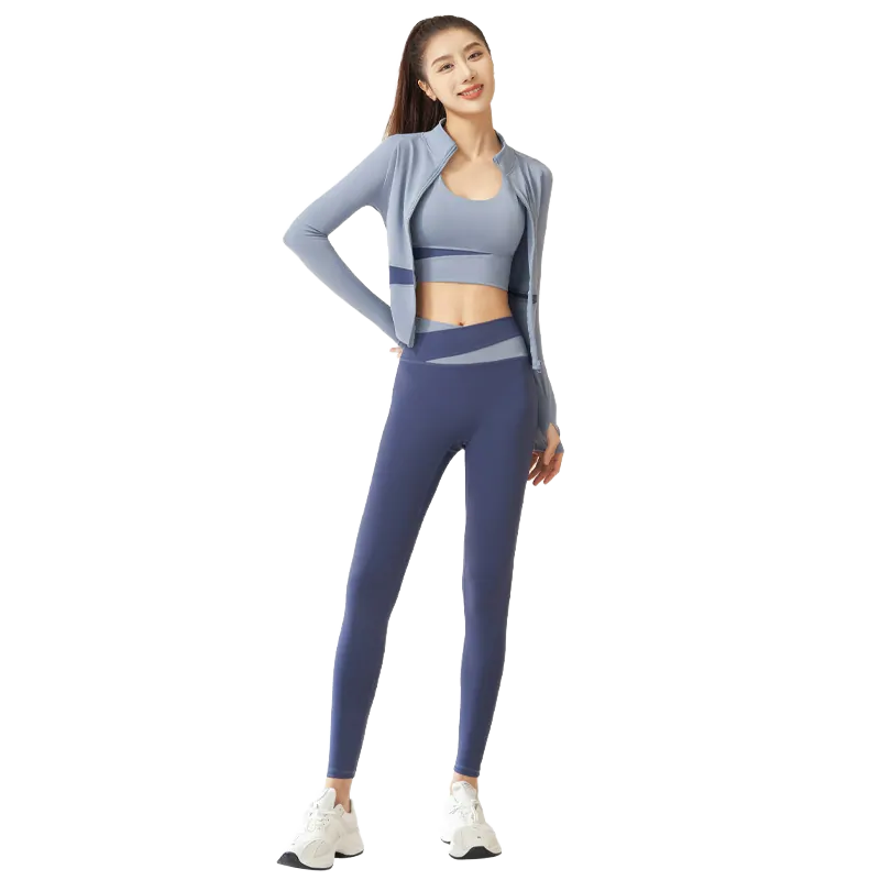 Breathable Color Block Yoga Set - High Waisted Booty Lifting Outfit for Running & Gym