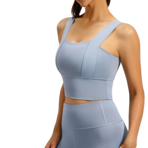 High Impact Workout Top for Women - Wide Strap Sports Bra with Racerback Design