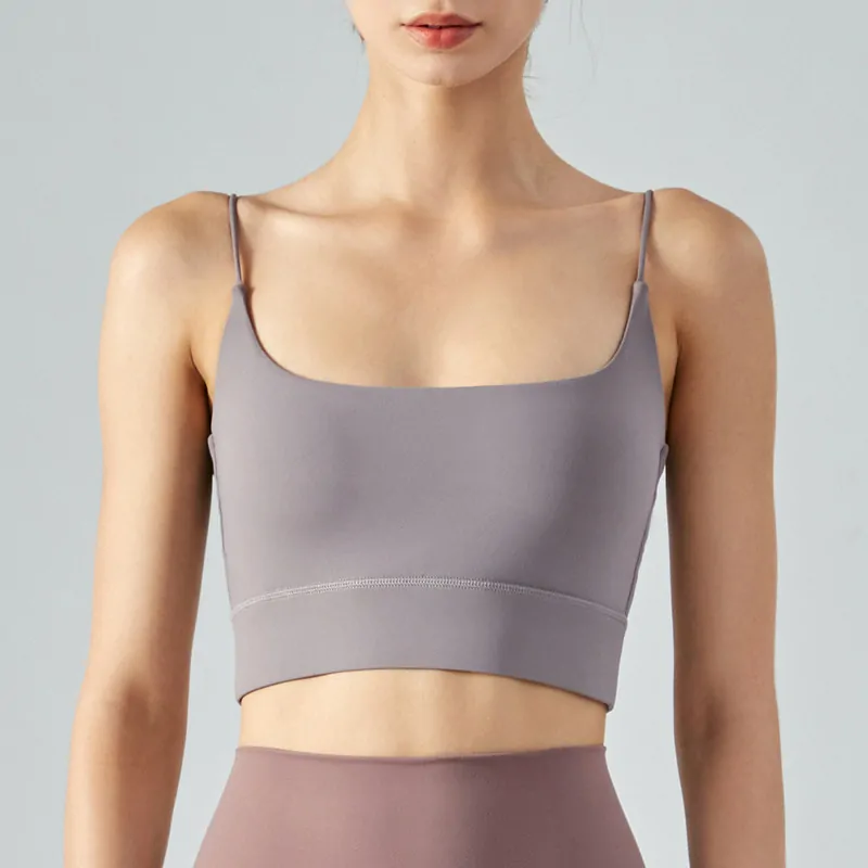 Women's Racerback Yoga Tank - Built-in Bra Fitness Top with Thin Straps for Gym & Studio - 图片 13