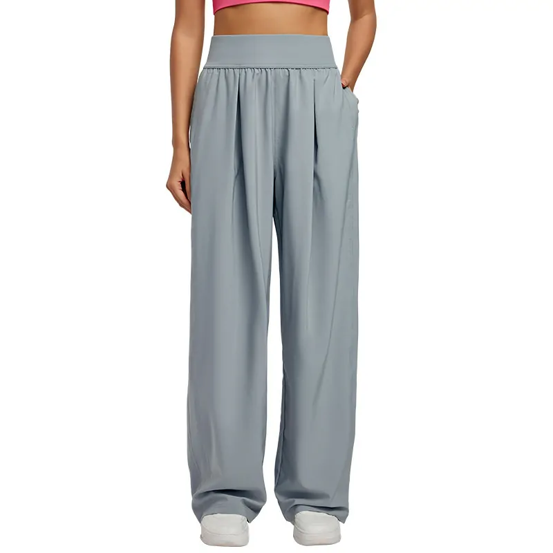 Draped Wide-Leg Yoga Pants - Flow-Fit High Waisted Trousers with Pockets for Lounge & Light Exercise