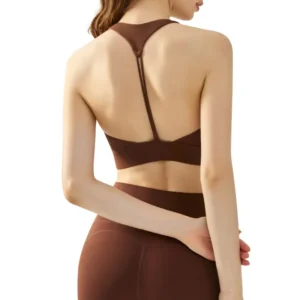 Secure-Fit Racerback Sports Bra - Built-in Fixed Cup with Sweat-Wicking for High-Impact Activities