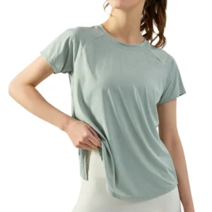 Women's Lightweight Yoga T-shirt - Jacquard Workout Cover Up with Ventilated Panels for Summer
