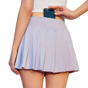 Women's Pleated Tennis Skirt with Shorts - High Waisted Workout Skort with Secure Pocket