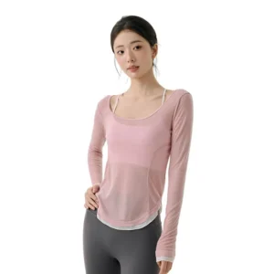 Lightweight Long Sleeve Yoga Jacket - Open Back Loose Fit Cover Up for Gym & Casual Wear