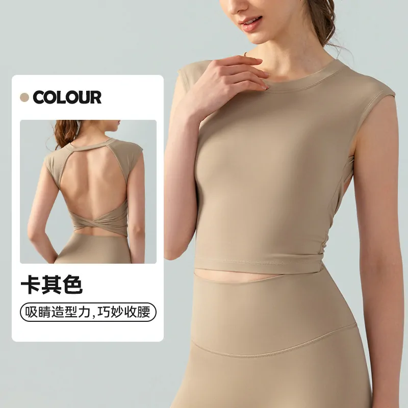 Built-In Bra Cropped Workout Top - Racerback Design with Contouring Fit for Yoga & Fitness - 图片 6