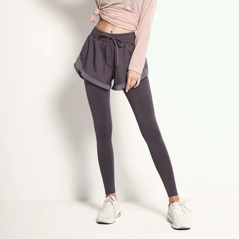 2-in-1 High-Waisted Leggings - Sculpting Seamless Design with Naked Feel for Yoga & Running - 图片 3