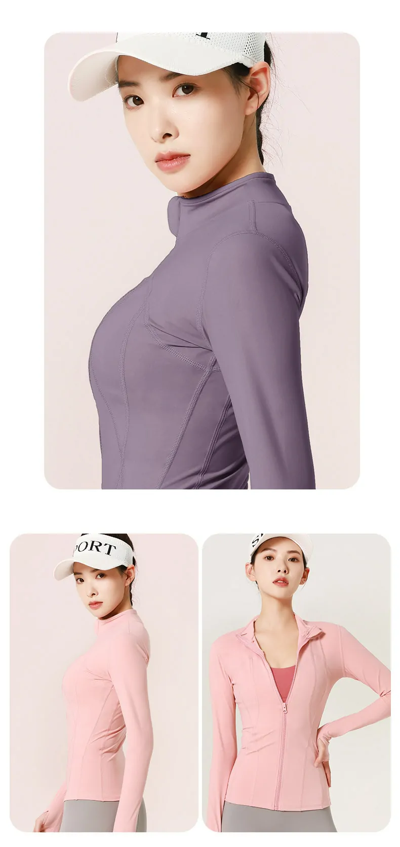 Nylon Stand-Collar Training Jacket - Moisture-Wicking Zip Front for Running & Yoga - 图片 6