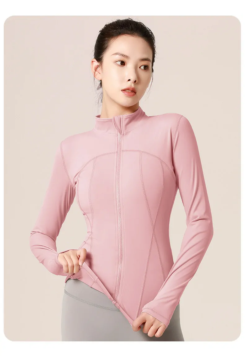 Nylon Stand-Collar Training Jacket - Moisture-Wicking Zip Front for Running & Yoga - 图片 7